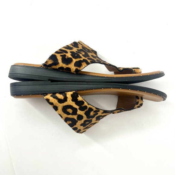 Ss 10- Franco Sarto Ginny Leather Leopard Print Calf Hair Slide Sandal - Picture 4 of 10
